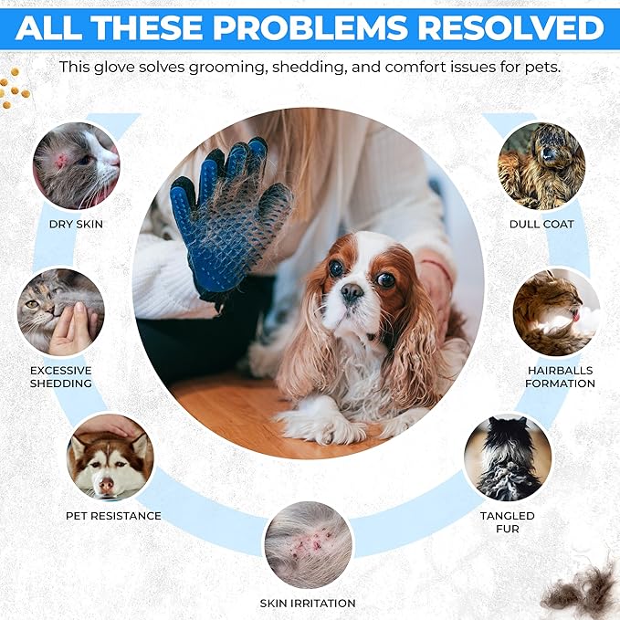 Pet Grooming Glove- pet washing Glove For Bathing-Pet Hair Remover glove For Cleaning Upgrade Grooming Brush For Long and Short fur- Efficient Washing Glove For Dogs & Cats -1 Pack [Right-Hand] Blue