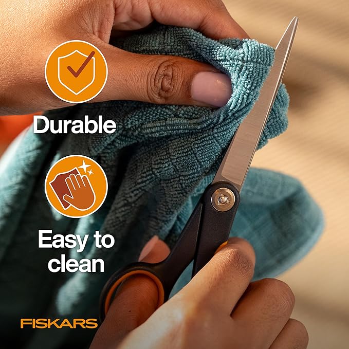 Fiskars Pet Trimming Scissors, Dog & Cat Grooming Scissors, Precision Stainless Steel Blades & SoftGrip™ Handle, Cat and Dog Supplies, 6.75”, Orange/Black