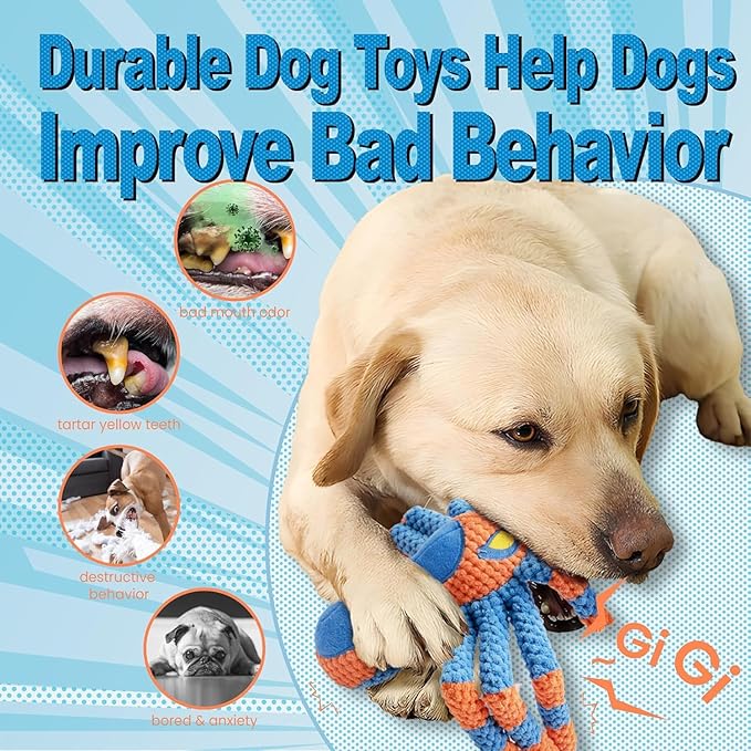 LEGEND SANDY Dog Toys for Aggressive Chewers, Large Dog Toys to Keep Them Busy, Interactive Pet Toys, Squeaky Puppies Toys, Tug of War Puppy Toy, Crinkle Doggeis Toy