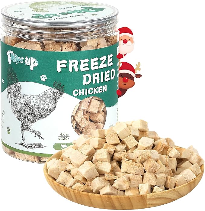 PAWUP Freeze Dried Chicken for Dogs Cats, High Protein Raw Dog Food Topper, Single Fresh Ingredient Treats, 4.6oz, Rawhide Free