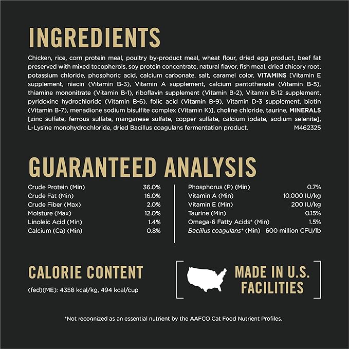 Purina Pro Plan High Protein Cat Food With Probiotics for Cats, Chicken and Rice Formula - 16 lb. Bag