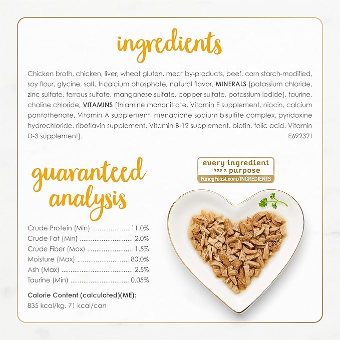 Purina Fancy Feast Grilled Wet Cat Food, Grilled Chicken & Beef Feast in Gravy, Wet Cat Food with No Artificial Preservatives or Colors, 3 OZ Can (Pack of 12)