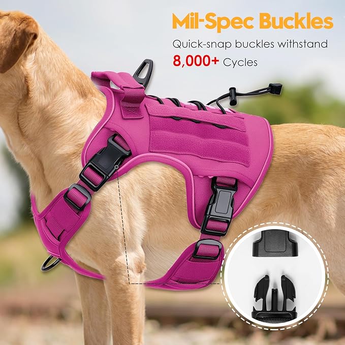 Bruvoalon Heavy-Duty Tactical Dog Harness for Large Dogs, No Pull Adjustable Reflective K9 Vest with Molle System, 12 Colors & 4 Sizes, Military-Grade Control for Training, Outdoor & 10+ Breeds