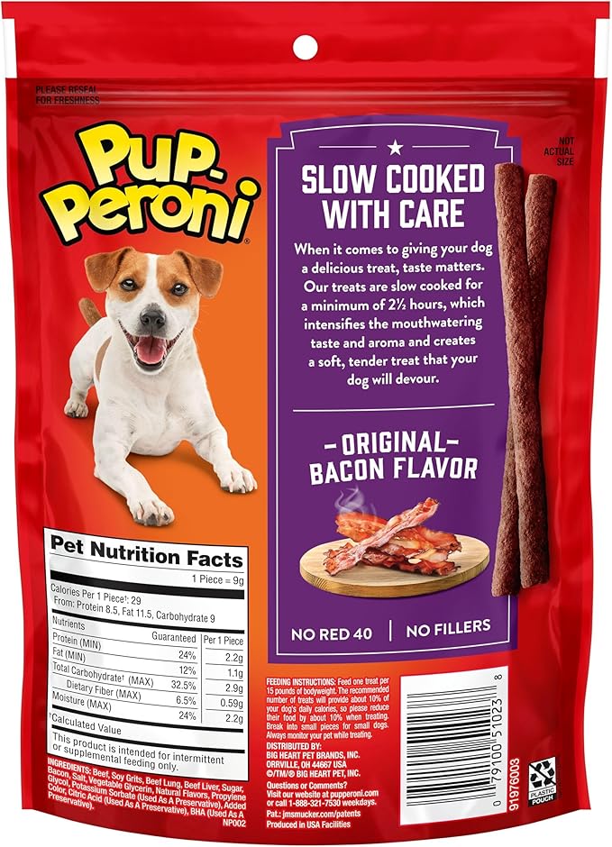 Pup-Peroni Dog Treats, Original Bacon Flavor, 5.6 Ounce (Pack of 8), Made with Real Bacon