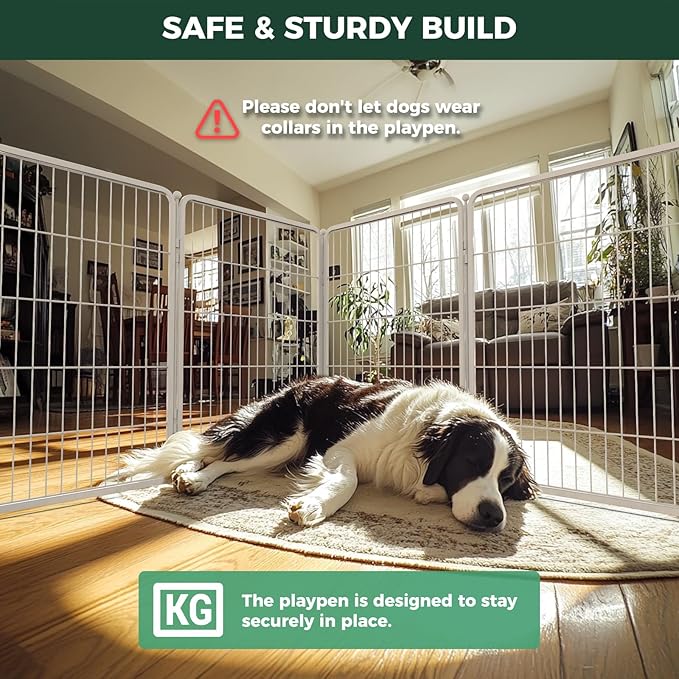 FXW Homeplus Unleashed Indoor Dog Playpen - Stress-Free and Safe Play, Heavy Duty 40 Inch 6 Panels Dog Pen for Medium and Large Dogs, White│Patented