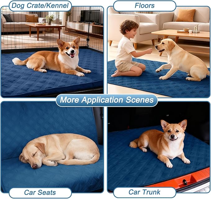 hyha Waterproof Dog Blanket, Reversible Pet Bed Blanket, Soft Sofa Couch Cover for Dogs Washable, Waterproof Pet Couch Covers for Sofa Puppy Cats Furniture Protector(68"x82", Navy Blue/Blue)