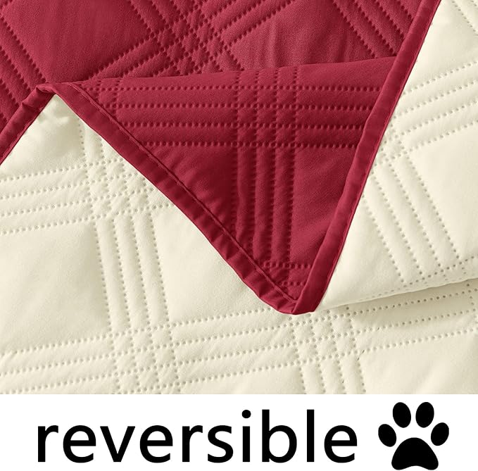hyha Waterproof Dog Blanket, Reversible Pet Bed Blanket, Soft Sofa Couch Cover for Dogs Washable, Waterproof Pet Couch Covers for Sofa Puppy Cats Furniture Protector(52"x82", Wine Red/Beige)