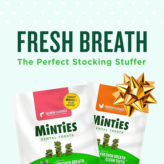 Minties Dental Treats for Cats, Chicken Flavored Treats for Cats, Freshens Breath and Controls Tartar, 2.5oz