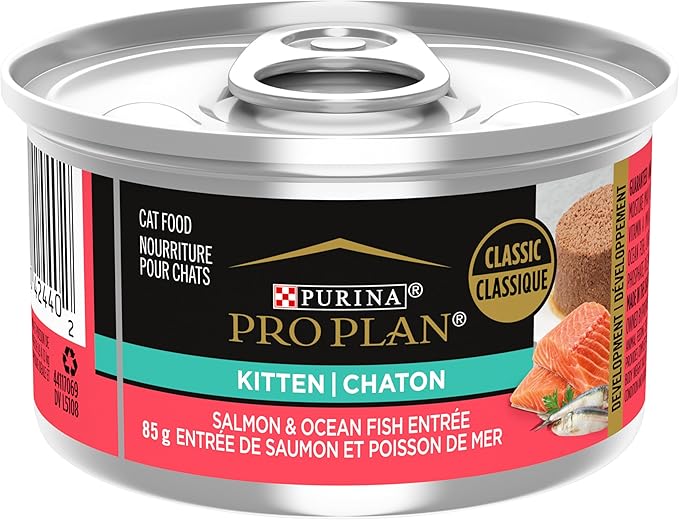 Purina Pro Plan Wet Kitten Food Pate, Salmon and Ocean Fish Entree - (Pack of 24) 3 oz. Pull-Top Cans
