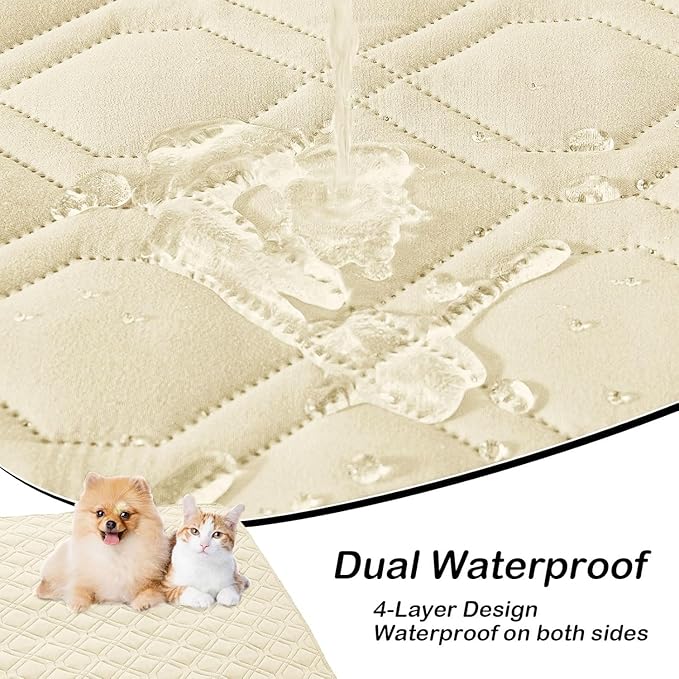 hyha Waterproof Dog Bed Blanket, Soft Pet Blankets, Waterproof Couch Cover for Dogs, Reversible Sofa Covers Washable for Furniture (40x90 Inch, Beige/Beige)