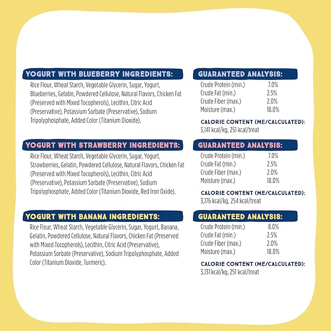 Ultra Chewy Yogurt Double Treat Bones: Strawberry, Blueberry and Banana, Long-Lasting Dog Treats Made in USA for Large and Small Breeds, Highly Digestible (2 Packs)