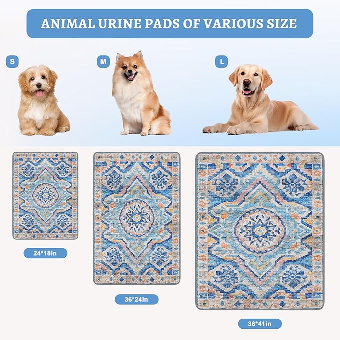 NOYAL Bohemian Washable Dog Pee Pads - Super Absorbent Reusable Puppy Training Pads with Stylish Prints | 100% Waterproof, Leak-Proof & Non-Slip Pet Housebreaking Pads for Indoor 2 Packs