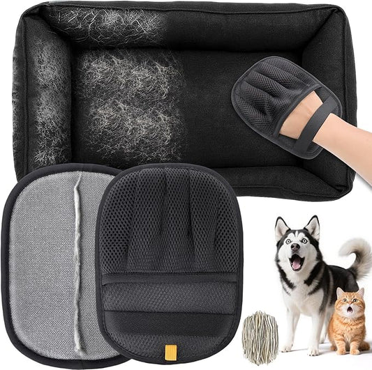 BABORUI Pet Hair Removal Glove - 2 Pack Five Finger Electrostatic Gloves Pet Hair, Remover Glove Lint Rolls into Strips, Dog and Cat Hair Removal Tool for Furniture, Car, Couch, Carpet, Clothes