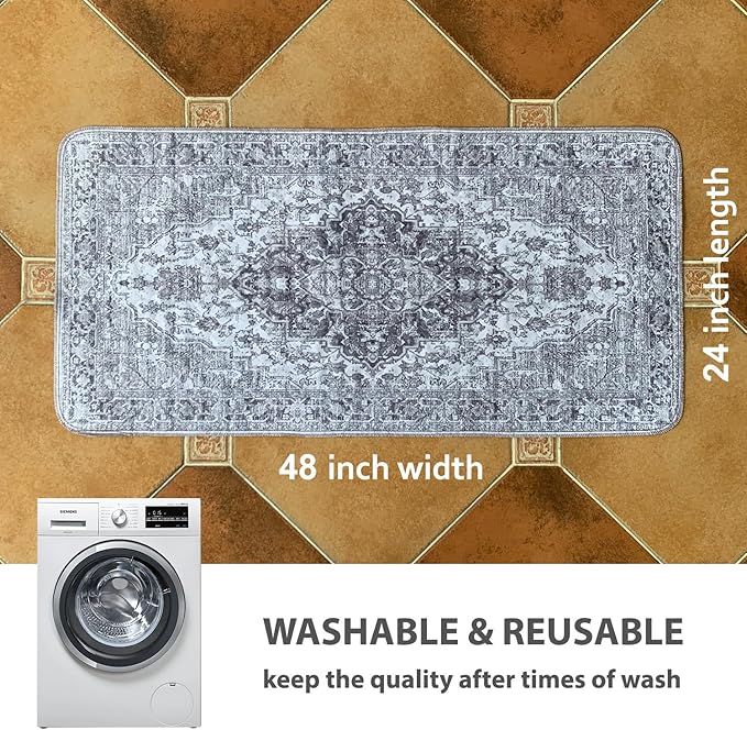 nunubaby 4PACK Washable Pee Pads for Dogs, Stylish, Non-Slip and Leak-Proof Pee Pads. Reusable Potty Pads for Dogs for Crates and Floors.(Gray/Geo, 24" x48" )