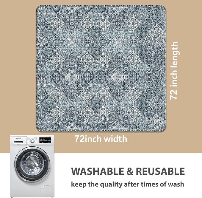 nunubaby 2PACK Washable Pee Pads for Dogs, Stylish, Non-Slip and Leak-Proof Pee Pads. Reusable Potty Pads for Dogs for Crates and Floors.(Blue/Multi, 72" x72")