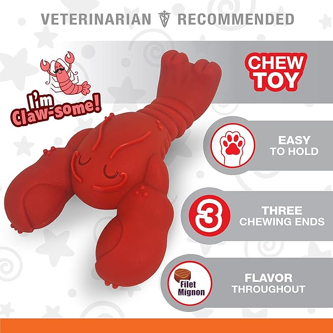 Nylabone Lobster Power Chew Toy for Dogs, Dog Toys for Aggressive Chewers, Filet Mignon Flavor, X-Large Dogs - 50+ lbs, 1 Count