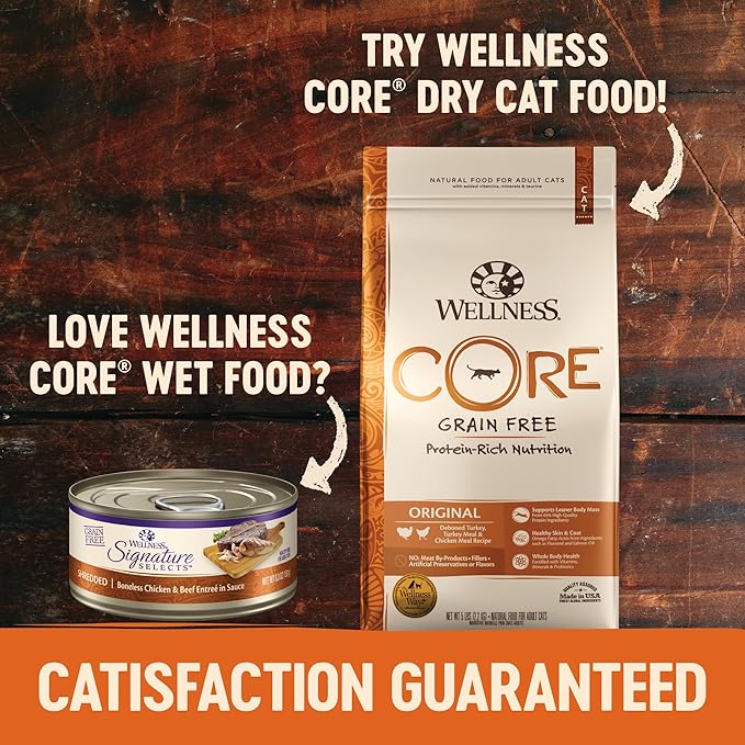 Wellness CORE Signature Selects Flaked Adult Wet Cat Food, Natural, Protein-Rich, Grain Free, 2.8 Ounce, 8 Pack (Seafood Variety Pack)