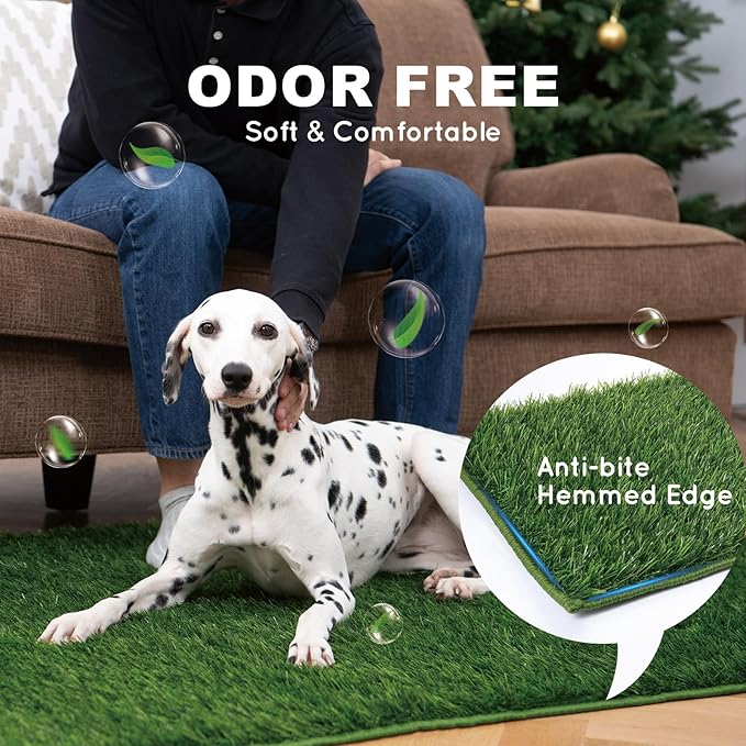 Dog Grass Pad with Tray Small 23" x 16", Dog Puppy Litter Box with Odor Free Artificial Grass Pee Pads for Dogs Potty Tray with Hemmed Edge, Realistic for Indoor Balcony