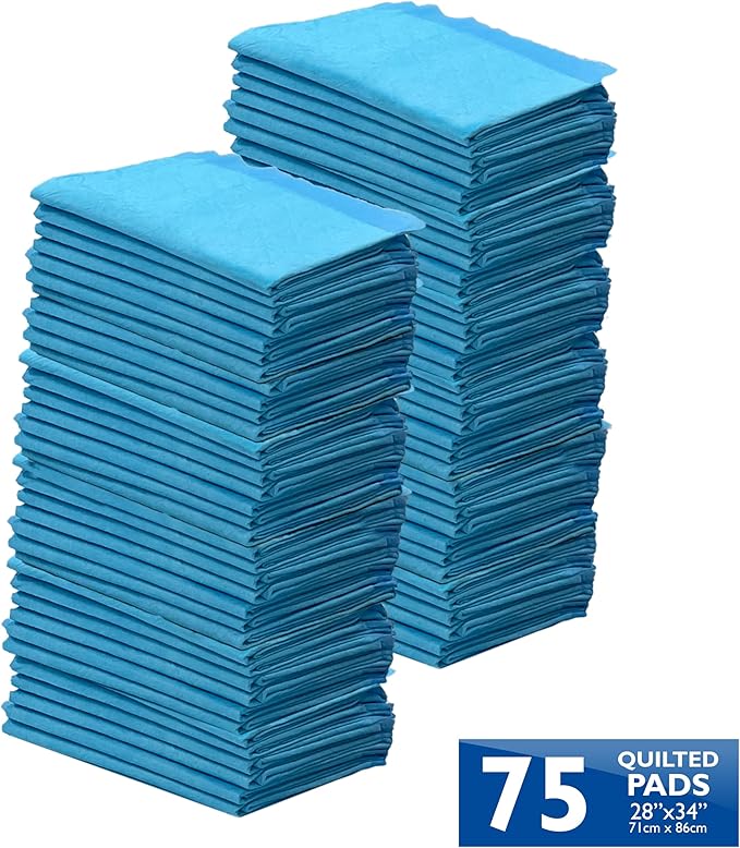 Four Paws Wee-Wee Superior Performance Pee Pads for Dogs with Runoff Barrier Edge Guard Protection, Puppy & Dog Potty Training Pads, Housebreaking Supplies, 28" x 34" (75 Count)