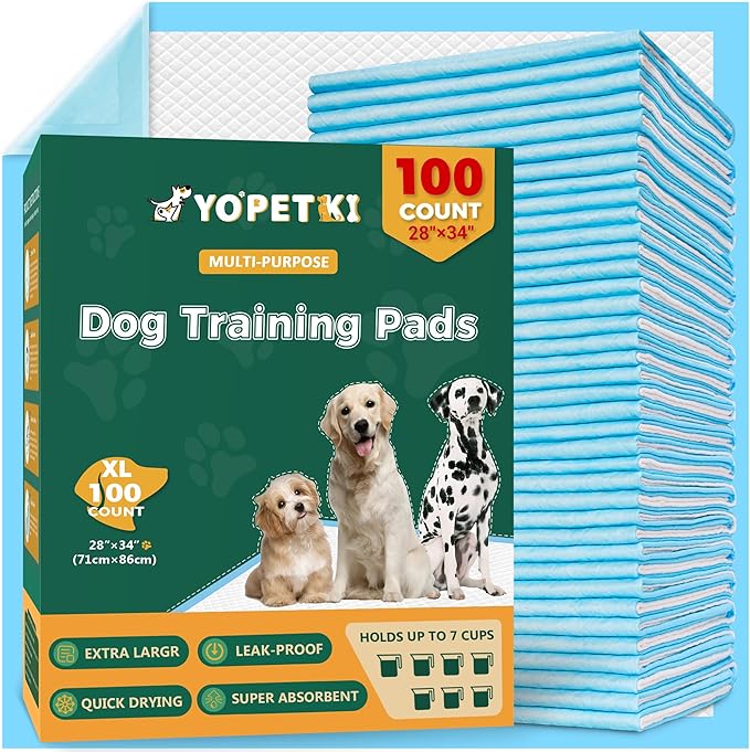 100 Count Dog Pee Pads Extra Large 28"x34", Super Absorbent X-Large 100 Pack Puppy Pads Leak-Proof & Quick-Dry Disposable XL Potty Pee Pads for Dogs, Puppies, Doggy