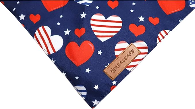 Realeaf 4th of July Dog Bandanas 2 Pack, Reversible American Flag Pet Scarf for Boy and Girl, Premium Durable Fabric, Patriotic Bandana for Large and XLarge Dogs (X-Large)