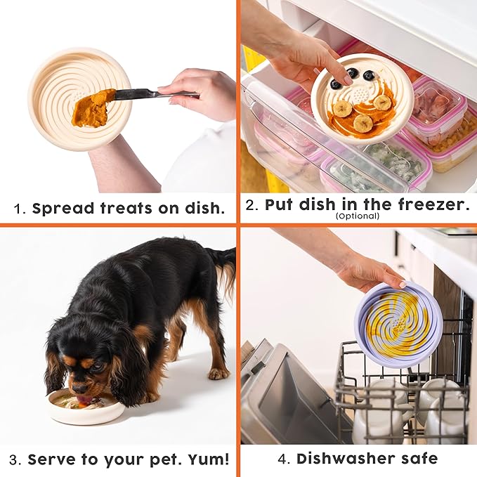 Awoo Lick Dish Silicone Dog & Cat Lick Mat & Slow Feeder with Suction Cups, Non-Slip, Dishwasher Safe, Extend Mealtime, Reduce Anxiety (Periwinkle)