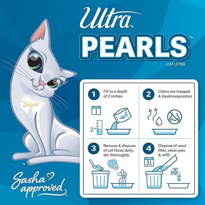 Ultra Pearls Premium Cat Litter - 99.9% Dust Free, Low Tracking, Soft on Paws, Fragrance Free - 15 Lbs. Total (3pk of 5 Lbs.)
