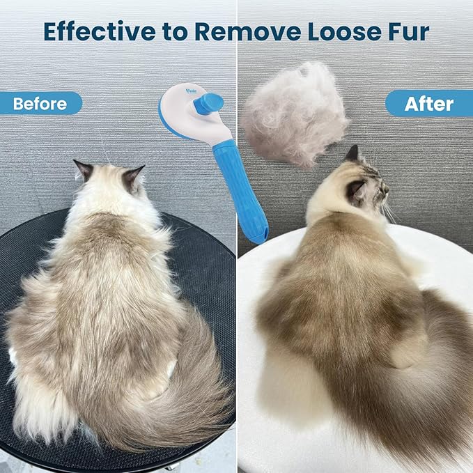 Analan 3-in-1 Pet Hair Remover & Grooming Set for Dogs & Cats – Self-Cleaning Brush for Shedding, Cat Brush, Metal Fur Remover for Couch Carpet & Car, and Rubber Tool for Clothes & Bedding