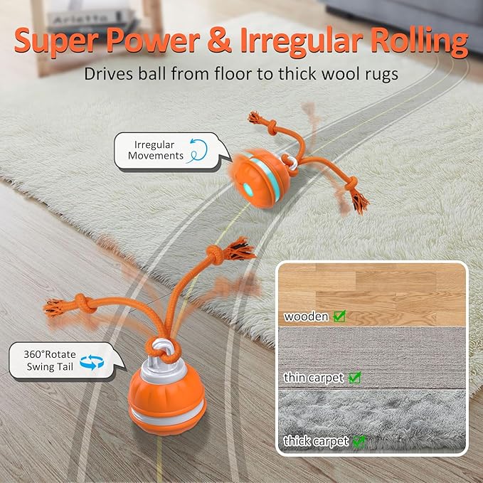 Peppy Pet Ball for Dogs, Dog Interactive Toys,Motion Activate Rolling Ball for Puppy/Small Dogs, Automatic Moving Toy,USB Rechargeable