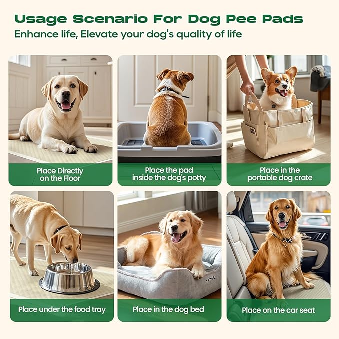 Puppy Pads 50 Count Small 30x36in Bamboo Training Pads Deodorizing Leakproof Quick Drying Dog Pee Pads Super Absorbent Disposable Pee Pads for Dogs with Adhesive Tabs