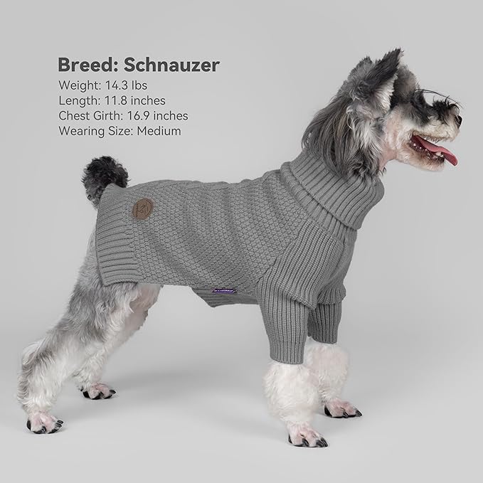 cyeollo 4XL Dog Sweater,Knitwear Pullover Sweaters Turtleneck Fall Winter Dog Clothes for Giant Breed Sweaters for Large Dogs Male, Grey XXXXL