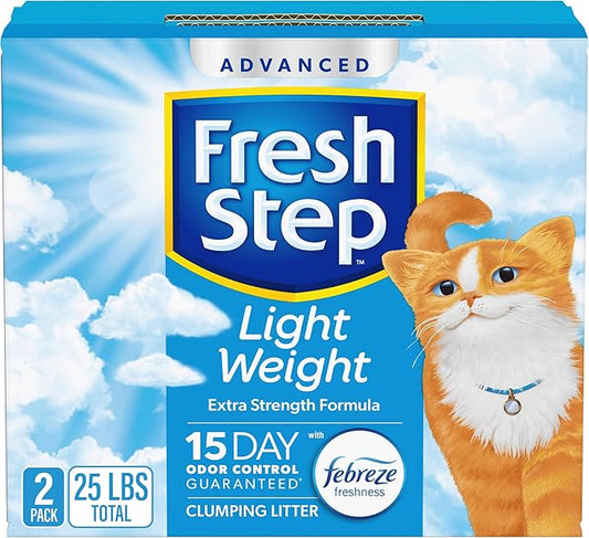 Fresh Step Light Weight Advanced Extreme Cat Litter with Febreze Freshness, Extra Strength Formula Clumping Litter, 25 lbs. (2 x 12.5 lb. Box)