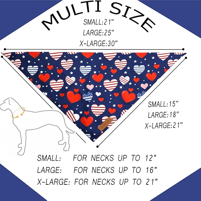 Realeaf 4th of July Dog Bandanas 2 Pack, Reversible American Flag Pet Scarf for Boy and Girl, Premium Durable Fabric, Patriotic Bandana for Medium and Large Dogs (Large)