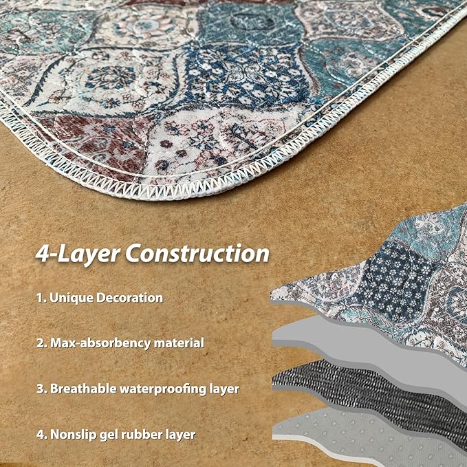 nunubaby Washable Pee Pads for Dogs, Stylish, Non-Slip and Leak-Proof Pee Pads. Reusable Potty Pads for Dogs for Crates and Floors.(Dark Red/Multi, 48" x48" )