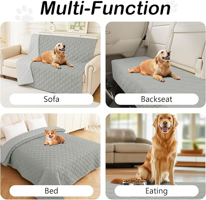 hyha Waterproof Dog Bed Blanket, Soft Pet Blankets, Waterproof Couch Cover for Dogs, Reversible Sofa Covers Washable for Furniture (30x70 Inch, Grey/Light Grey)