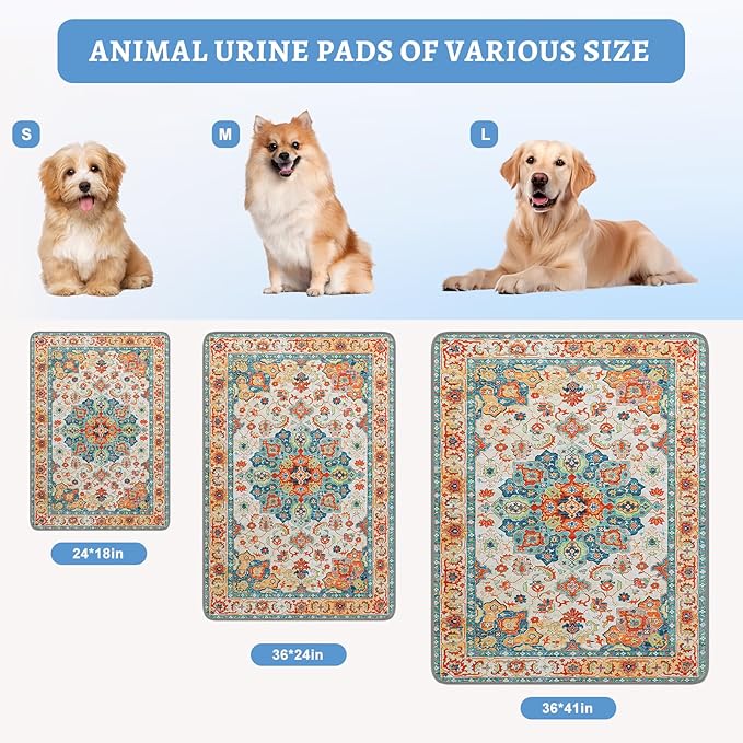 NOYAL Bohemian Washable Dog Pee Pads - Super Absorbent Reusable Puppy Training Pads with Stylish Prints | 100% Waterproof, Leak-Proof & Non-Slip Pet Housebreaking Pads for Indoor 2 Packs