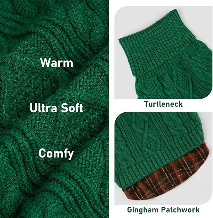 KYEESE Dog Sweater Soft Pullover Dog Sweaters for Small Dogs Male Comfy Pet Coat for Fall Winter Cold Weather Warm Turtleneck Small Dogs Sweater