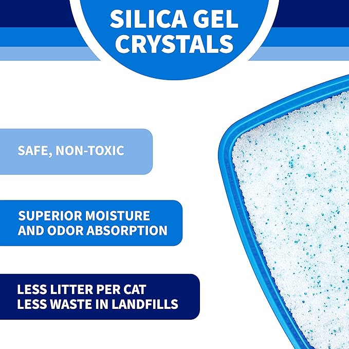 Litter Pearls Tracksless Unscented Non-Clumping Crystal Cat Litter with Odorbond, 7 lb, White, Clear and Blue Crystals
