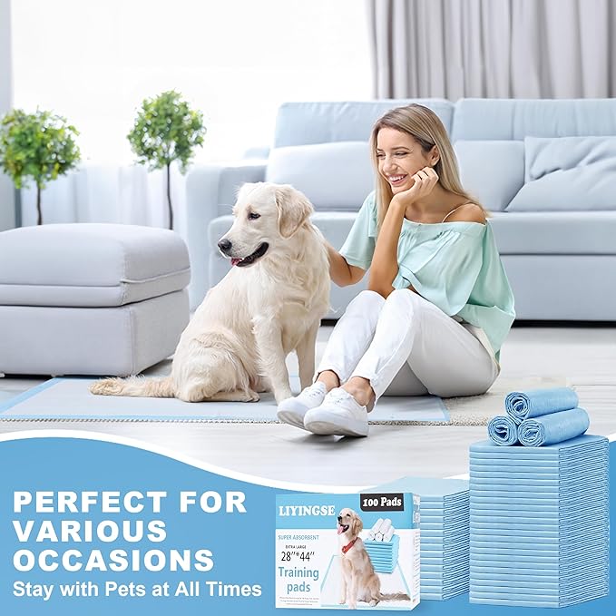 Puppy Pee Pads for Dogs 28"x44" 100 Count, Dog Pee Pads Extra Large, Leak-Proof & Super Absorbent, Thicken Disposable Potty Pads Puppy Training Pads for Cats Rabbits