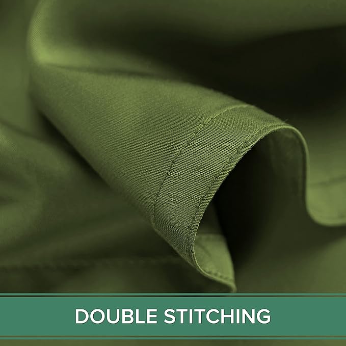 Pure Bamboo Split King Sheets, Genuine 100% Organic Viscose Derived from Bamboo Bed Sheet Set, Soft & Cooling, Double Stitching, 2 Fitted Sheets (Split King, Pesto)