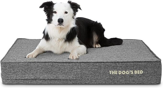 The Dog’s Bed Orthopedic Memory Foam Dog Bed, Large Grey Linen, Pain Relief for Arthritis, Hip & Elbow Dysplasia, Post Surgery, Lameness, Supportive, Waterproof Washable Cover, Veterinary Approved