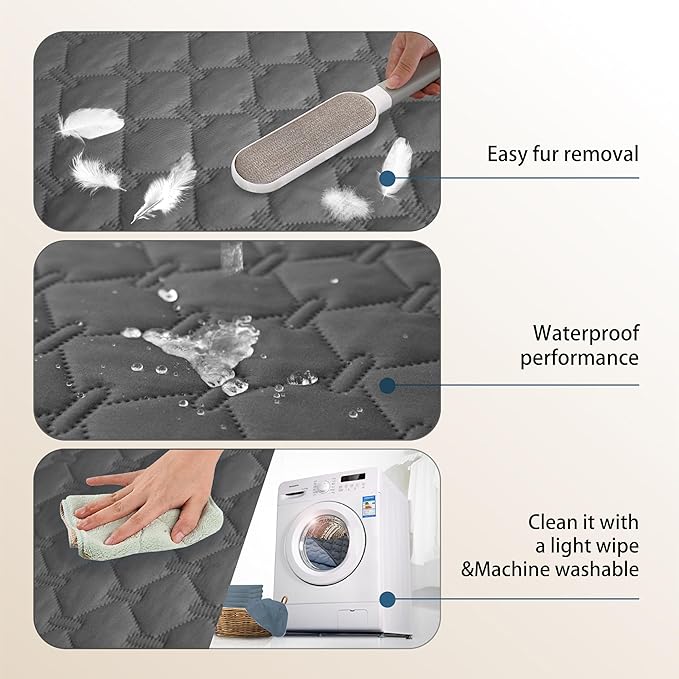 gogobunny 3X Stronger Waterproof Pet Blanket, Scratch Proof Furniture Protector for Dogs Cats, Reversible Cover 30x30 Inch, Dark Grey