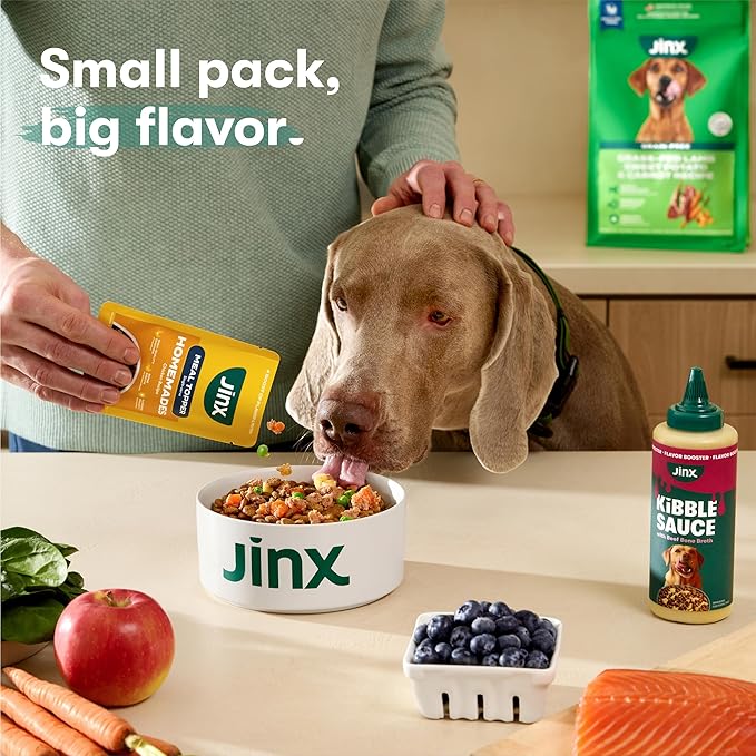 Jinx Salmon Grain Free Wet Dog Food Toppers, Meal or Mix with Dry Dog Food, Made with Real Salmon & Chicken, Bone Broth, No Fillers, Puppy, Adult, Senior, 3oz, 8 Pack