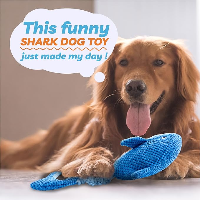 Dog Toys for Large Dogs, Squeaky Dog Toys for Aggressive Chewers, Plush Dog Chew Toys for Teething, Interactive Shark Dog Toys to Keep Them Busy Tug Of War Puppy Toys for Small,Medium,Large Breeds