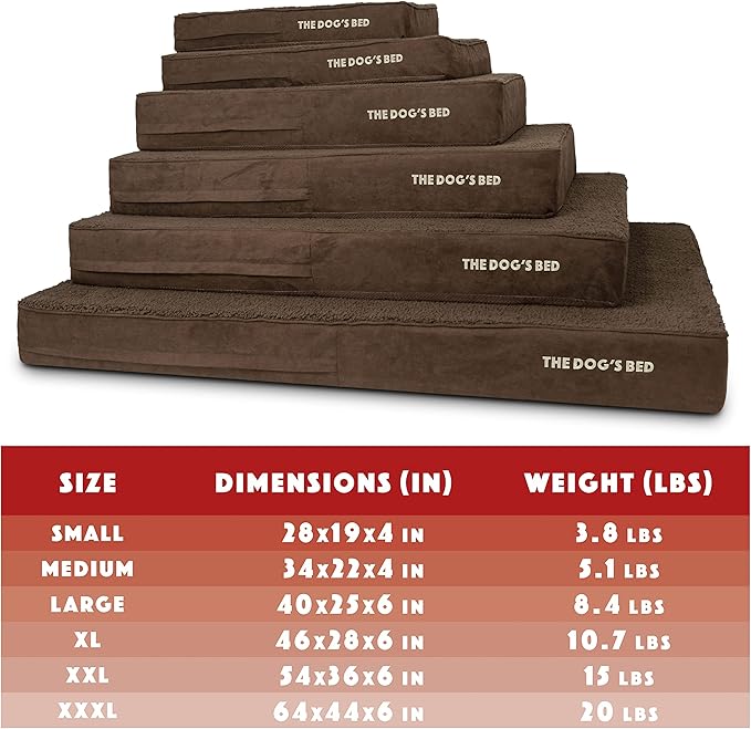 The Dog’s Bed Orthopedic Memory Foam Dog Bed, XXL Brown Plush, Pain Relief for Arthritis, Hip & Elbow Dysplasia, Post Surgery, Lameness, Supportive, Waterproof Washable Cover, Veterinary Approved