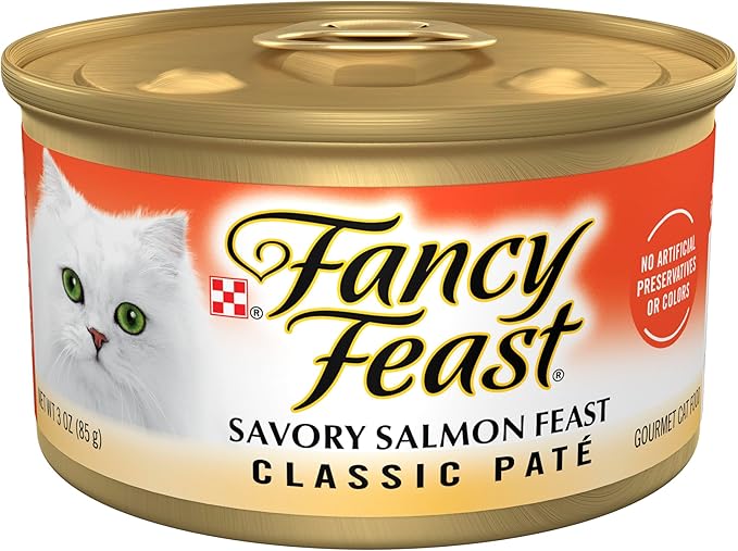 Purina Fancy Feast Salmon Feast Classic Grain Free Wet Cat Food Pate - (Pack of 24) 3 oz. Cans