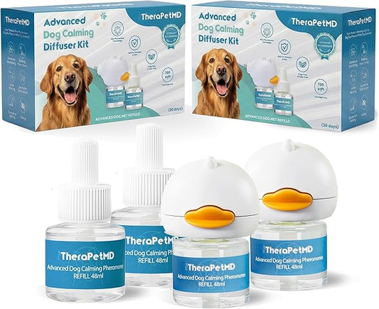 TherapetMD 2-Pack 120-Days Dog Calming Diffuser Kits - Dog Pheromone Diffuser for Stress, Destructive Behavior, Pee Accidents, Separation Anxiety, Aggression & Chewing - Each Include 120-Days Refills