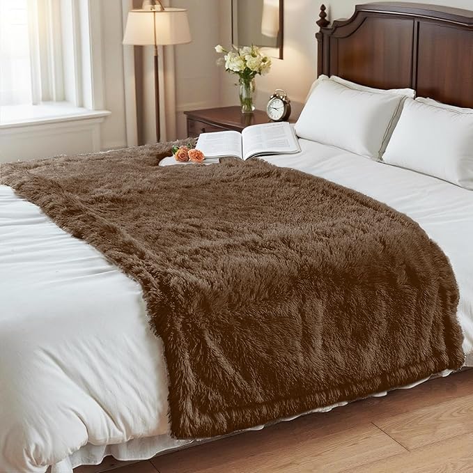 gogobunny Waterproof Dog Blanket for Large Dogs, Cats, Puppy, Reversible Faux Fur Pet Throw Blanket, Washable, Calming Furniture Protection for Sofa Bed (33x77 Inch (Pack of 1), Chocolate)