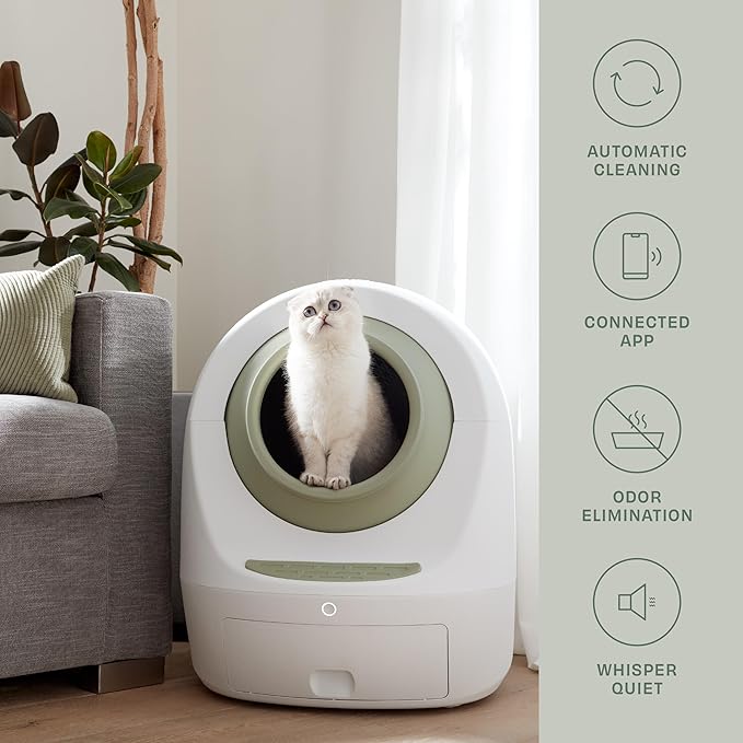 Casa Leo Leo’s Loo Too Self-Cleaning Cat Litter Box, Wi-Fi App Control, <30 dB Whisper-Soft, Anti-Pinch Sensors, UV Odor Defense, Health Monitoring, Large 24 × 22 × 27.6 in