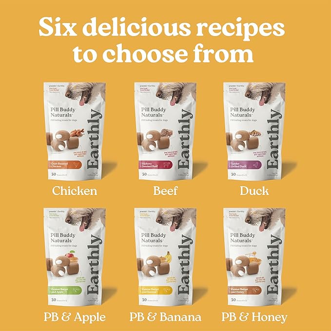 Earthly Pill Buddy Naturals - Duck (Chicken-Free) Pill Hiding Treats for Dogs - Pill Pocket for Any Size Medication - 90 Servings